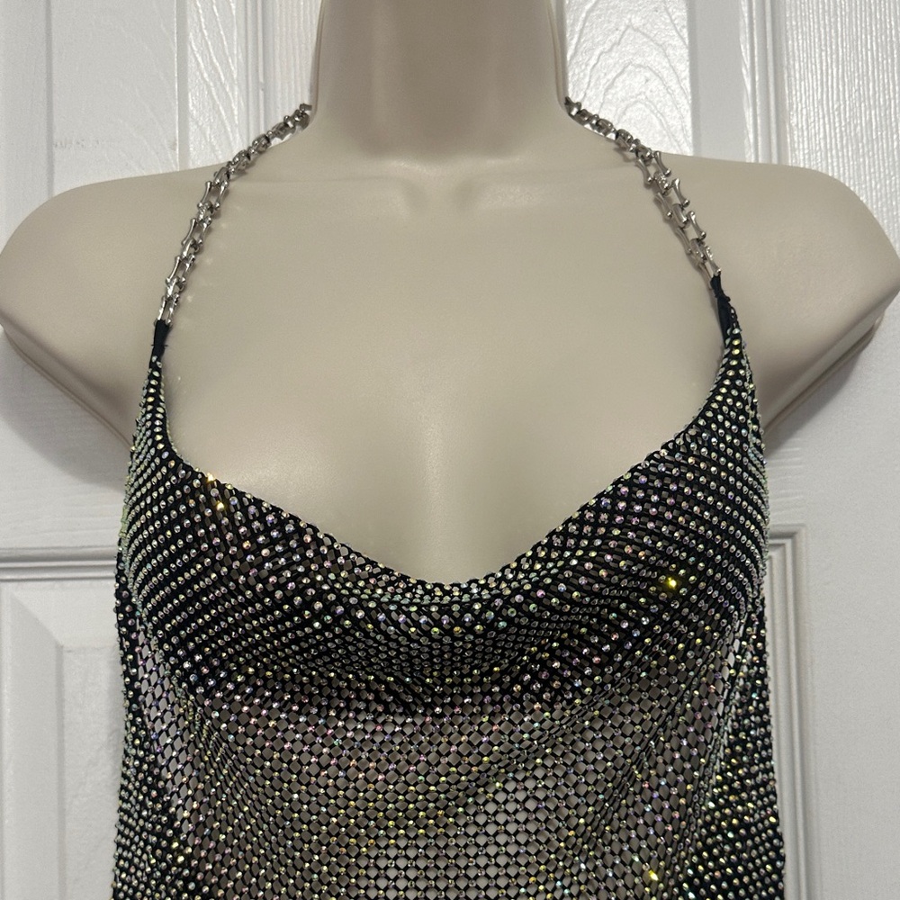 I Am Gia Chain Strap Rhinestone Dress